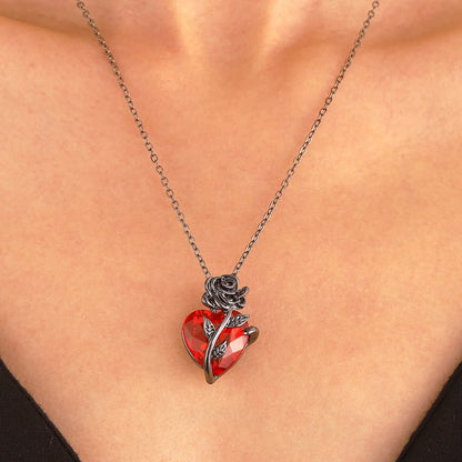 Love Rose Necklace with Entangled Flower Heart Design