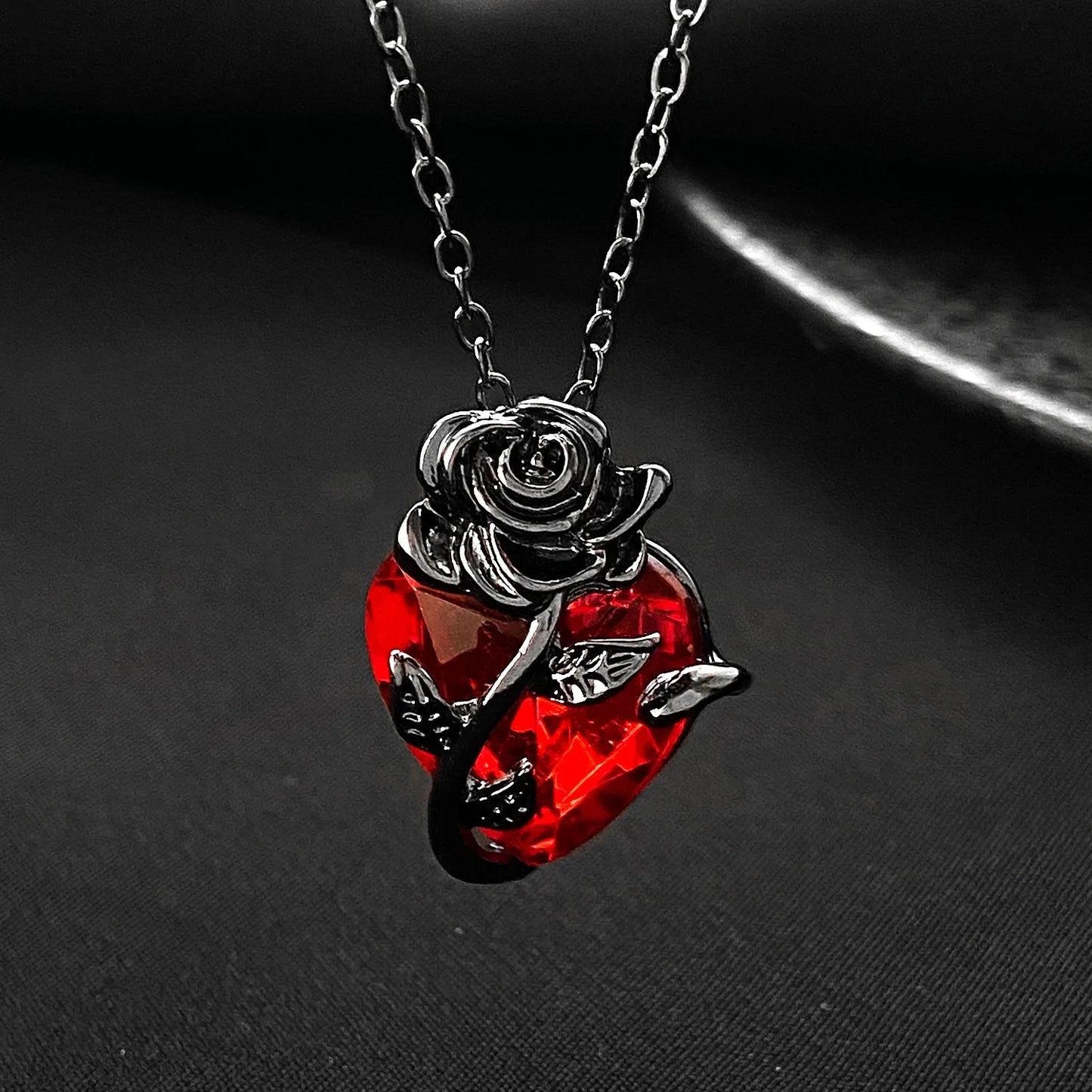 Love Rose Necklace with Entangled Flower Heart Design