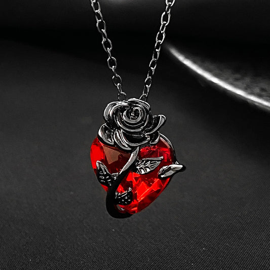 Love Rose Necklace with Entangled Flower Heart Design