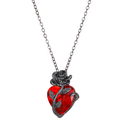 Love Rose Necklace with Entangled Flower Heart Design